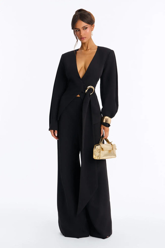 Busy Day Blazer Pant Set - Black