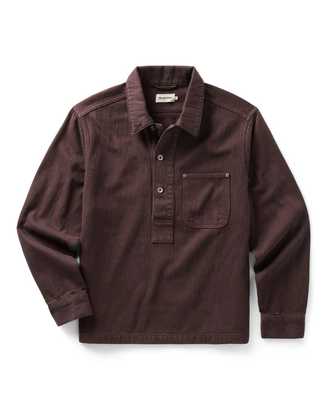 The Milton Overshirt in Burgundy Slub Denim