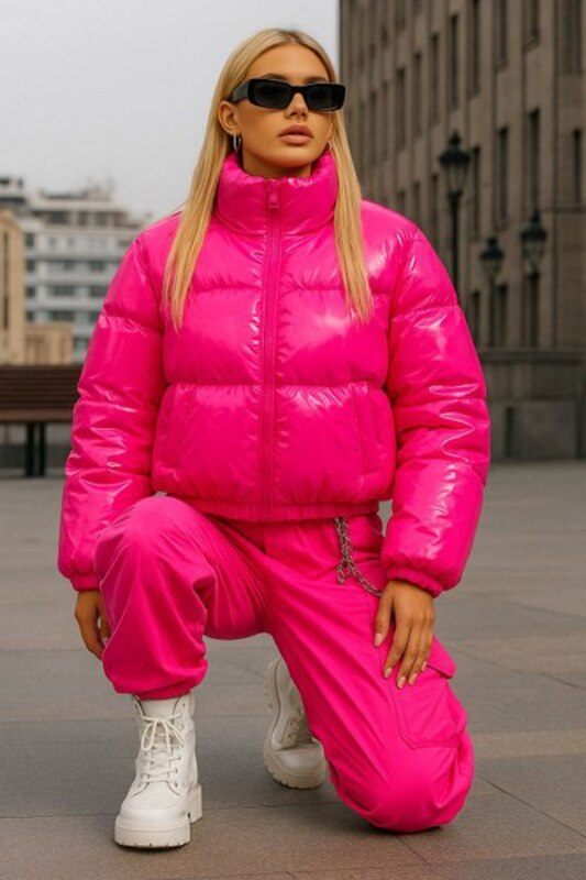 Jacket Women's MISSNATAVI pink stand-up Polyester, Polyurethane, size 44, 46 Long Demi-season fitted Synthetic padding China buy with delivery to OZON at a low price (2946424469)