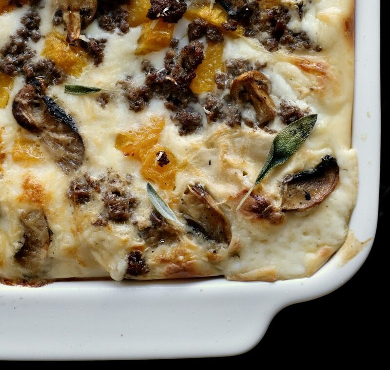 Autumn lasagna with pumpkin, meat ragout and mushrooms • Dolce Vita Blog