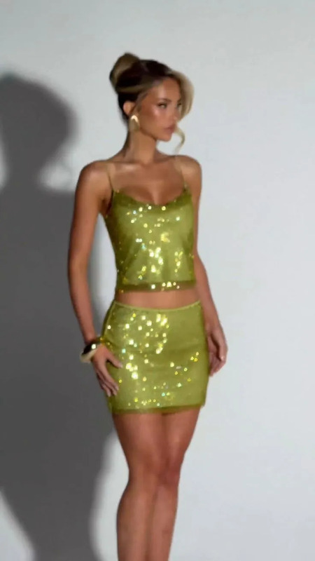 NORA TOP &amp; NILLA MINI SKIRT OLIVE
