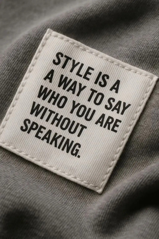 a label that says style is a way to say who you are speaking
