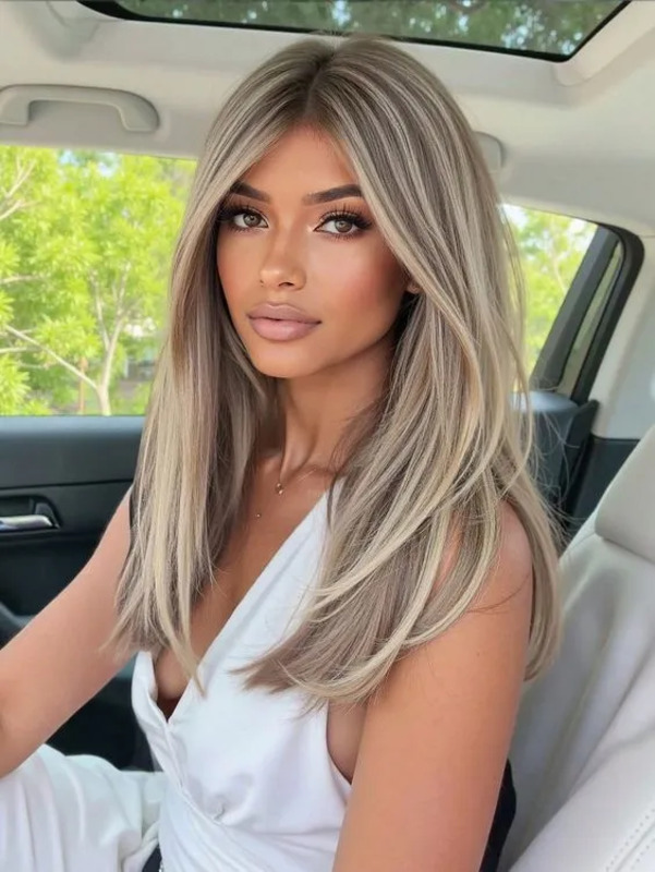 Natural Heat-Resistant Fiber Straight Wig, Gold Color, Perfect Choice For Women, Beginner-Friendly, Suitable For Daily Wear, Parties And Festivals