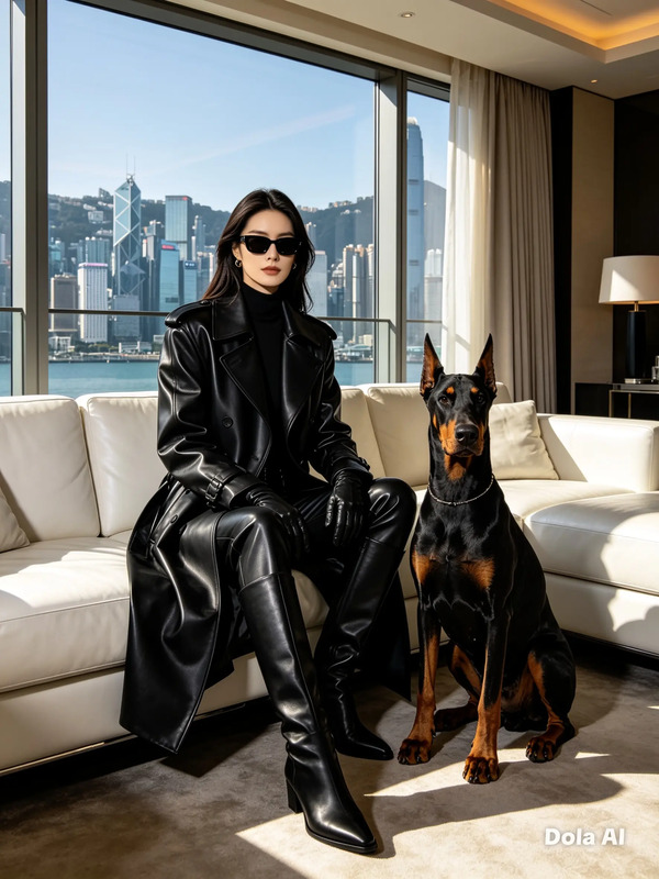 a woman sitting on top of a couch next to a dog