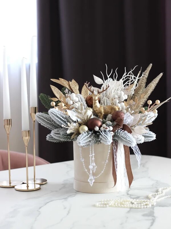Новогодняя композиция в бархатной коробке, El flor