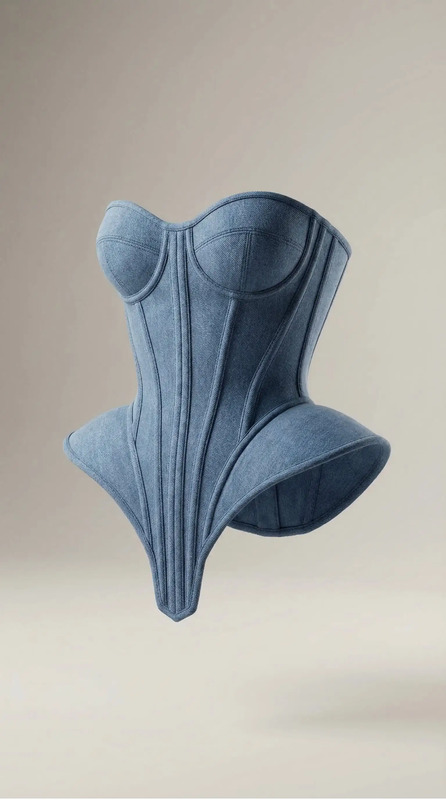 Denim Corset Sculpture | Avant-Garde Fashion Design Concept