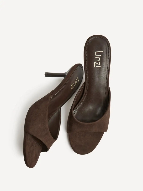 Erin Brown Faux Suede Mule Heels
