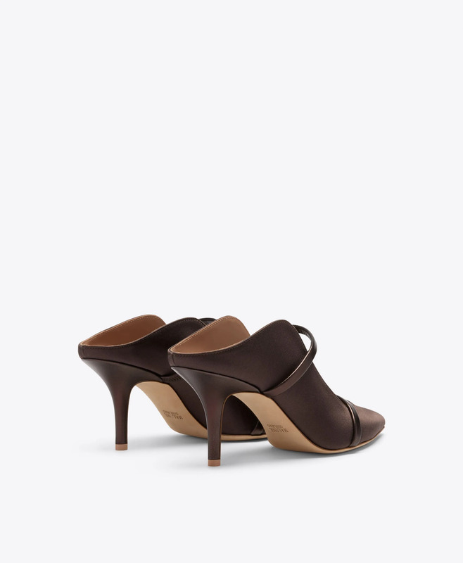 Maureen 70 Dark Brown Satin Heeled Mules - MAUREEN 70-482 / 36 / Brown