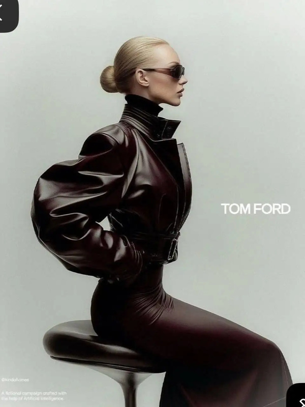 a woman sitting on top of a stool wearing a black leather jacket and high heels
