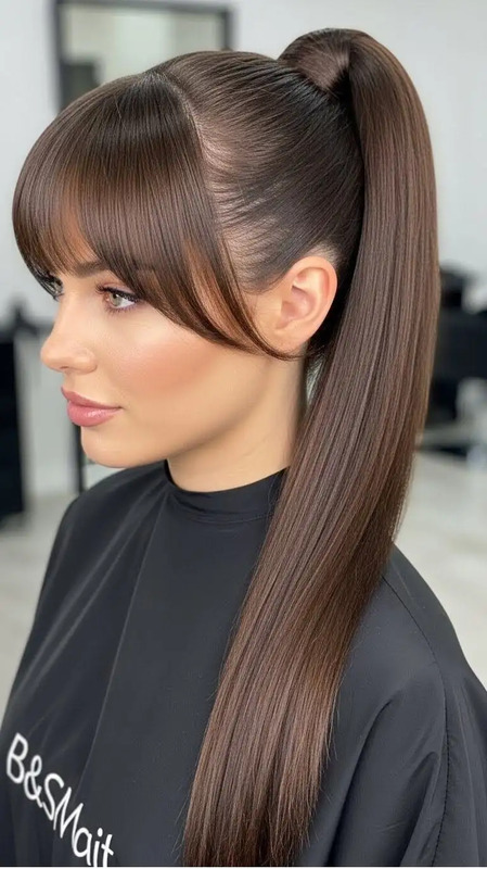 50+ Sleek Ponytail With Bangs Hairstyles