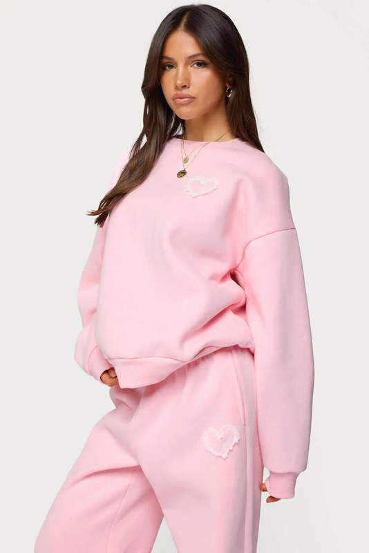 Love Edikted Oversized Sweatshirt - LIGHT PINK / L