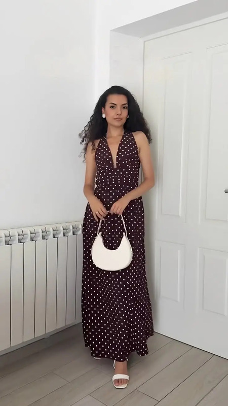 Dotting the 'i' in style. Get #inspo from @martina__damico⁠
⁠
⁠
⁠
🔎Similar Polka Dots A-Line Sleeveless Dress (a26060900ux0746)⁠
⁠
⁠
⁠