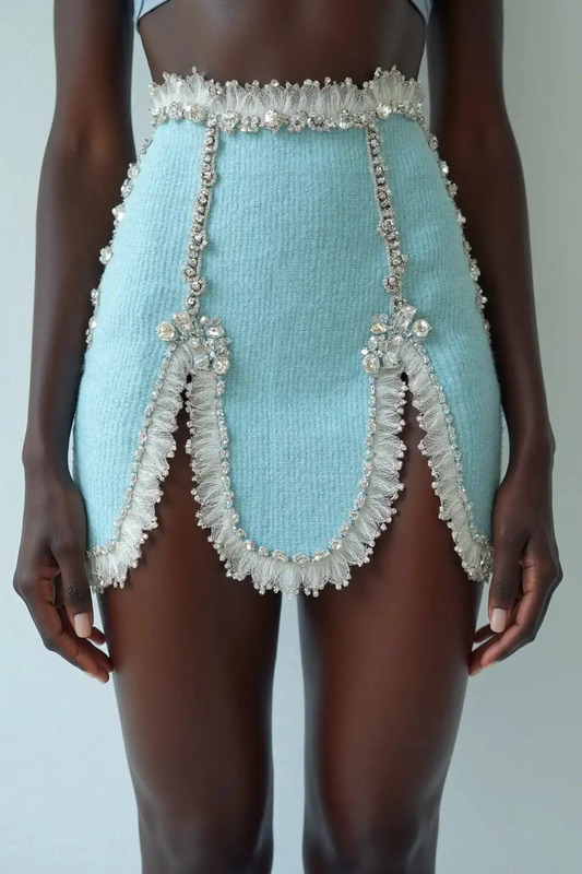 EMBELLISHED TWEED MINI SKIRT