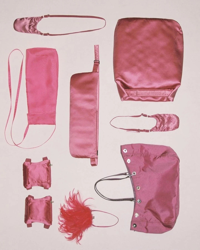 A selection of Helmut Lang bags from the ENDYMA archive for the book Collecting Fashion. Photo by Davit Giorgadze.