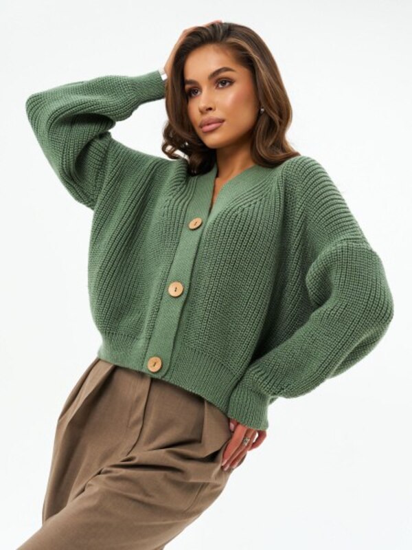 Women's cardigan AYAZ dark olive, size 42, 44 buy with delivery on OZON at a low price (2100048626)