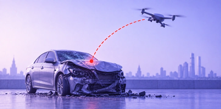Полная гибель автомобиля после падения БПЛА — как оценивают ущерб