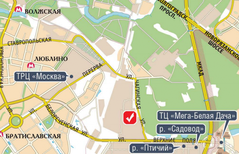В каком городе находится склад белая дача