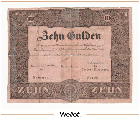 Изображение лота 10 Гульденов 1834 Австрия Формуляр