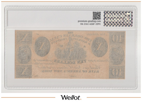 Изображение лота 10 Долларов ND (1830е) США Луизиана Новый Орлеан Canal and Banking Company PG 66+ UNC