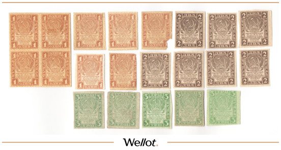 Изображение лота 1-2-3 Рубля ND (1919) Россия РСФСР 21шт