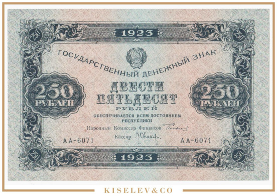 250 Рублей 1923 Россия РСФСР UNC-