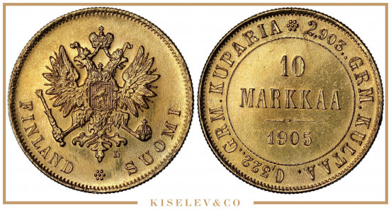 Изображение лота 10 Марок 1905 L Николай II для Финляндии UNC