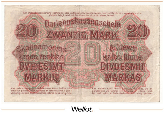 Изображение лота 20 Марок 1918 Германия Ковно Оккупация Литвы