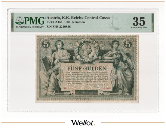 Изображение лота 5 Гульденов 1881 Австрия PMG 35 VF