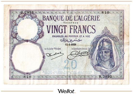 Изображение лота 20 Франков 1929 Алжир