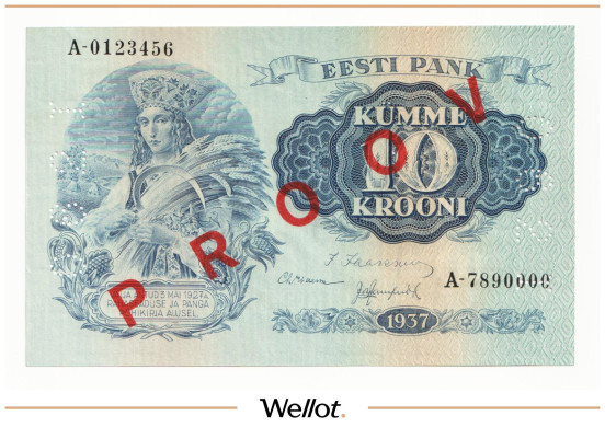 Изображение лота 10 Крон 1937 Эстония Образец UNC