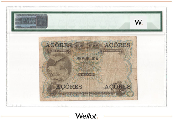 Изображение лота 2500 Реалов 1909 Азорские Острова PMG 25 VF
