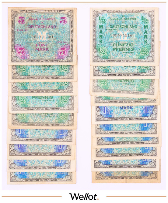 Изображение лота Подборка Банкнот 1944 Германия Администрация Союзников 21 шт