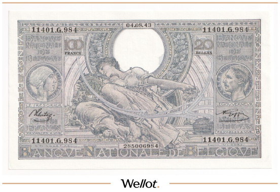 Изображение лота 100 Франков 1943 Бельгия UNC-