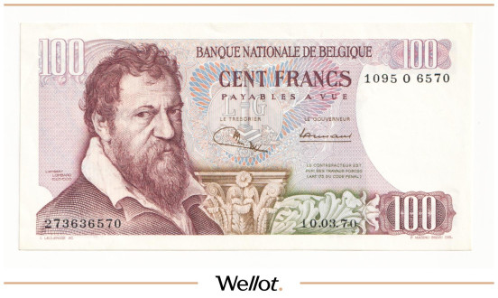 Изображение лота 100 Франков 1970 Бельгия AUNC