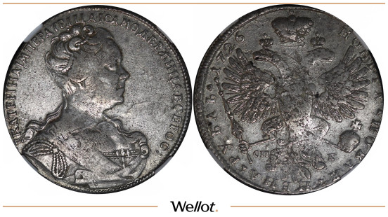 Изображение лота 1 Рубль 1726 СПБ Екатерина I NRG VF35