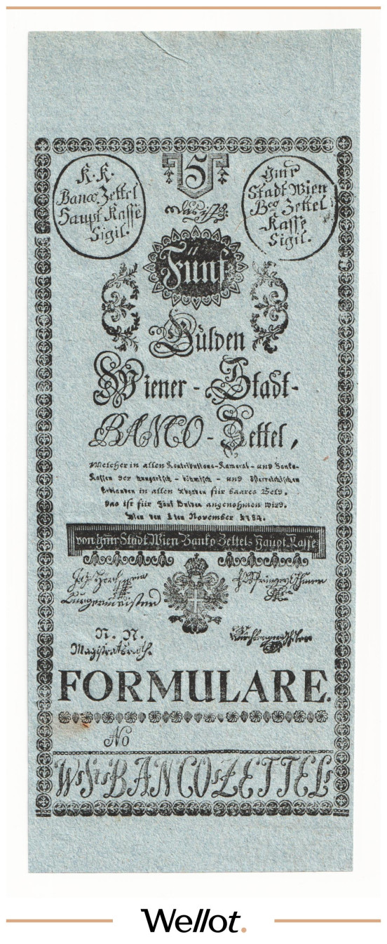 Изображение лота 5 Гульденов 1784 Австрия Формуляр