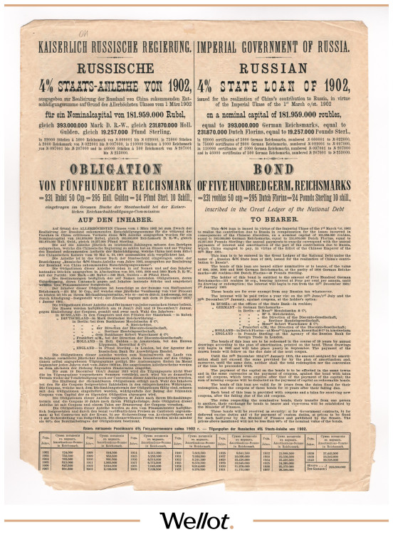 Изображение лота 500 Германских Марок 1902 Российская Империя 4% Государственный Заем