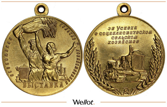 Изображение лота Большая Золотая Медаль Всесоюзная Сельскохозяйственная Выставка 1954 ЛМД СССР