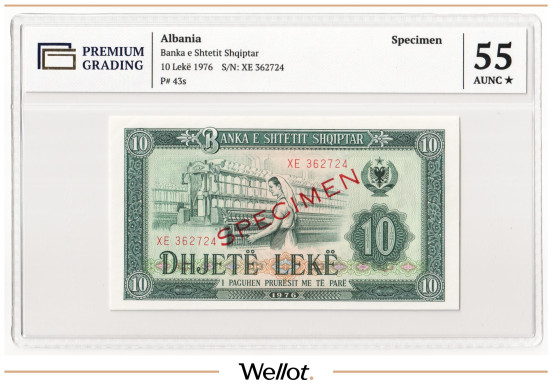 Изображение лота 10 Леков 1976 Албания Образец PG 55+ АUNC
