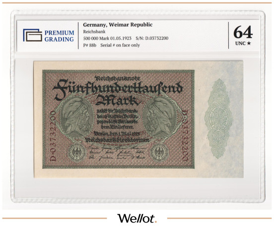 Изображение лота 500000 Марок 1923 Германия PG 64+ UNC