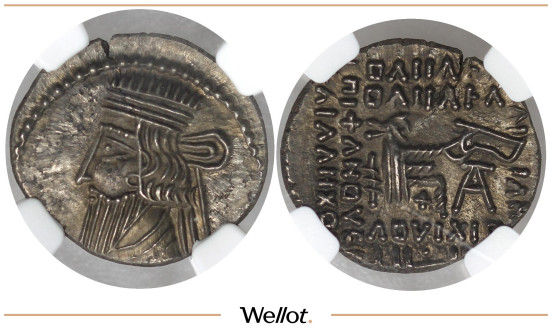 Изображение лота Драхма 78-120 Пакор Парфянское Царство NGC Ch AU