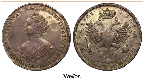 Изображение лота 1 Рубль 1725 Екатерина I Траурный