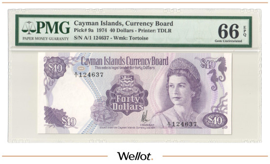 40 Долларов 1974 Каймановы Острова PMG 66 PPQ UNC