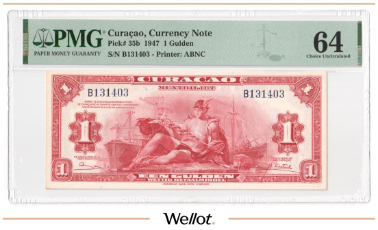 1 Гульден 1947 Кюрасао PMG 64 UNC