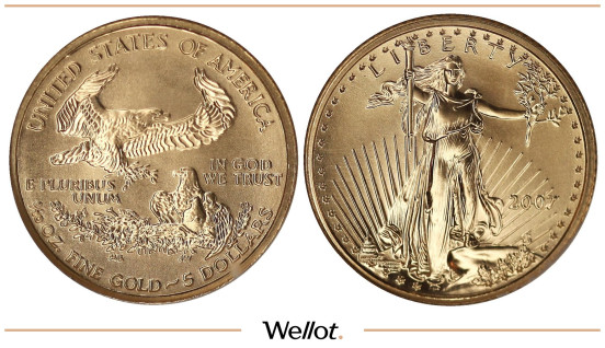 5 Долларов 2007 США NGC MS70