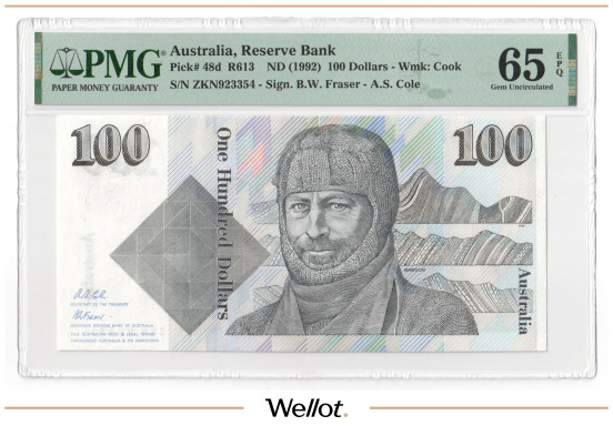 Изображение лота 100 Долларов ND (1992) Австралия PMG 65 EPQ UNC