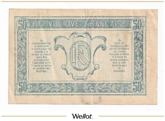 Изображение лота 50 Сантимов ND (1917) Франция Военный Выпуск