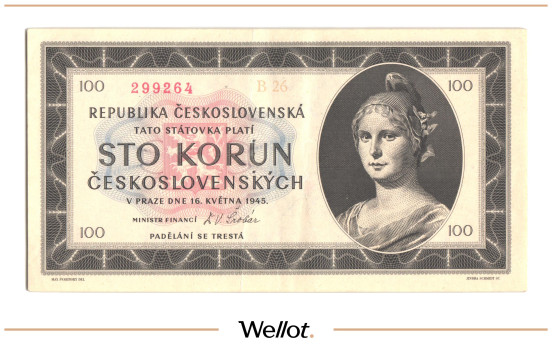 Изображение лота 100 Крон 1945 Чехословакия Образец