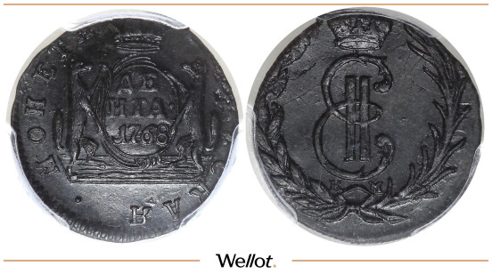 Изображение лота Денга 1768 КМ Екатерина II PCGS MS62BN