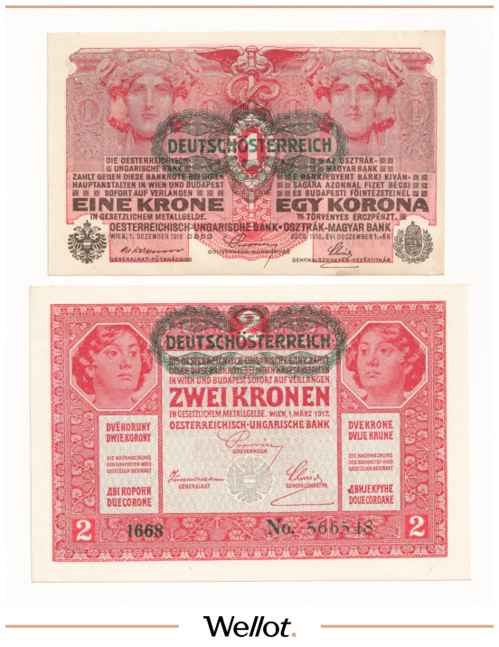 Изображение лота 1-2 Кроны (1919) Австрия UNC